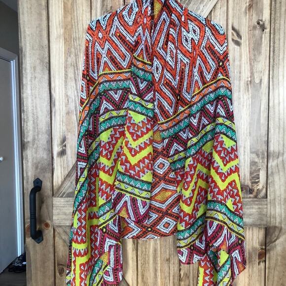 Genovega Kimono Multicolor Lightweight Coverup Wrap Shawl Tribal Boho Dopamine - Picture 2 of 8